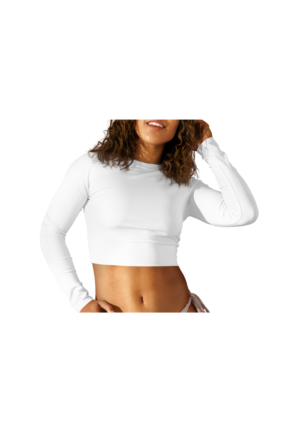 White Long-Sleeve Crop Top