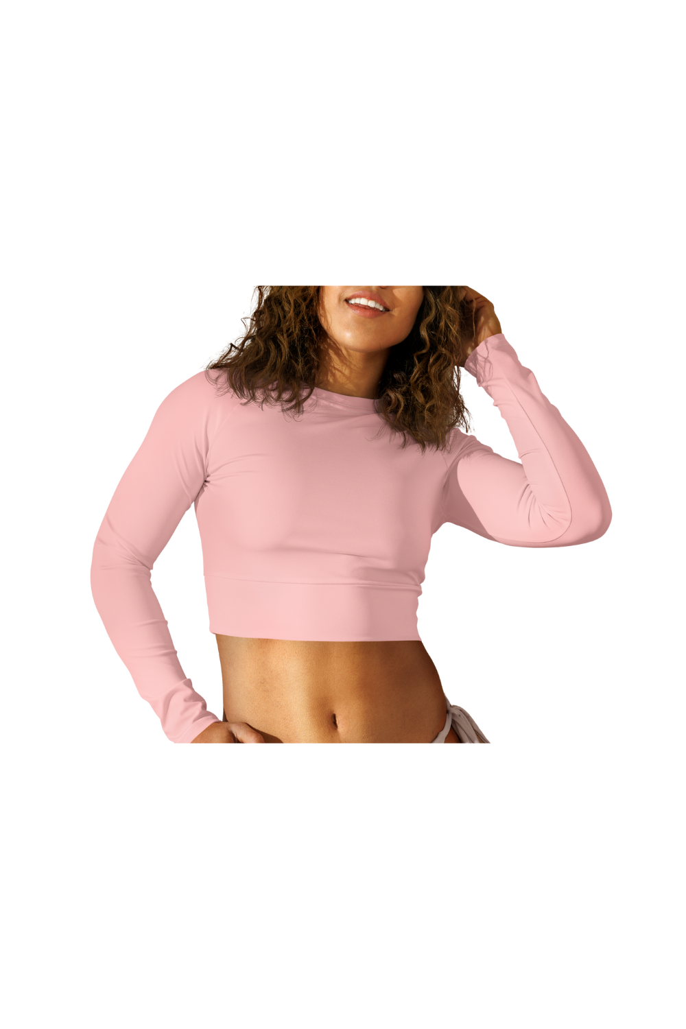 Pink Long-Sleeve Crop Top