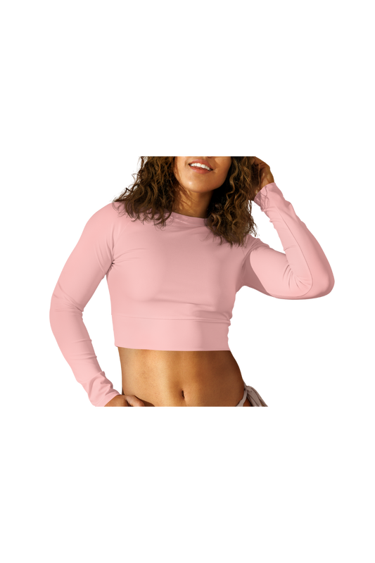 Pink Long-Sleeve Crop Top