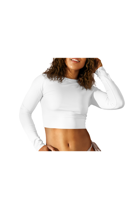 White Long-Sleeve Crop Top