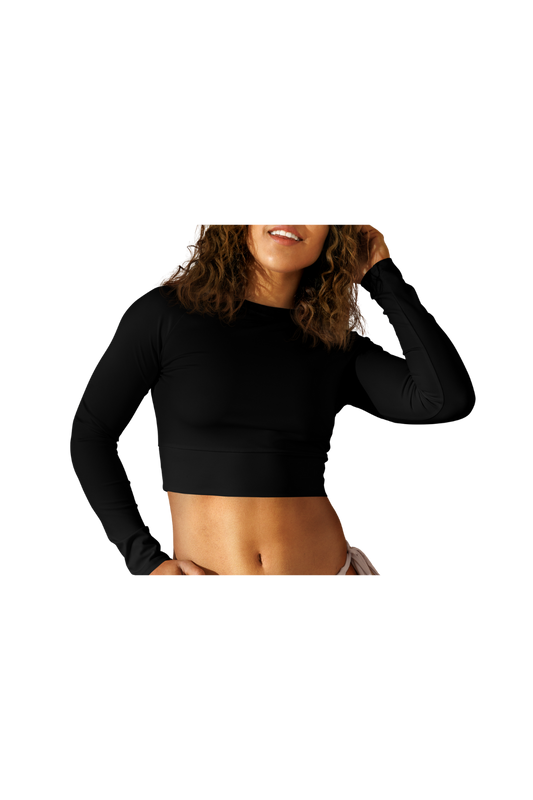 Black Long Sleeve Crop Top