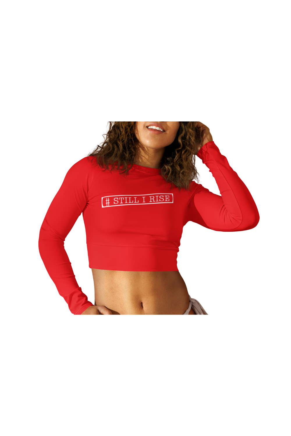 Red Long-Sleeve Crop Top (#STILL I RISE)