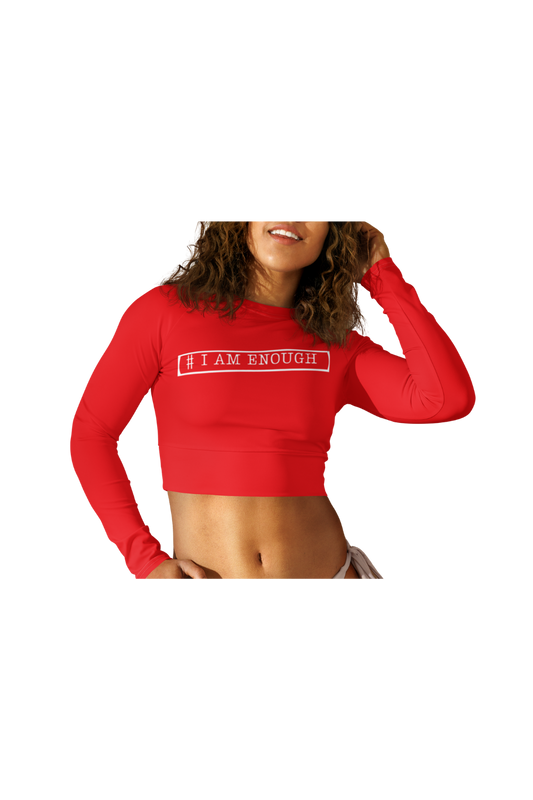 Red Long-Sleeve Crop Top (#I AM ENOUGH)