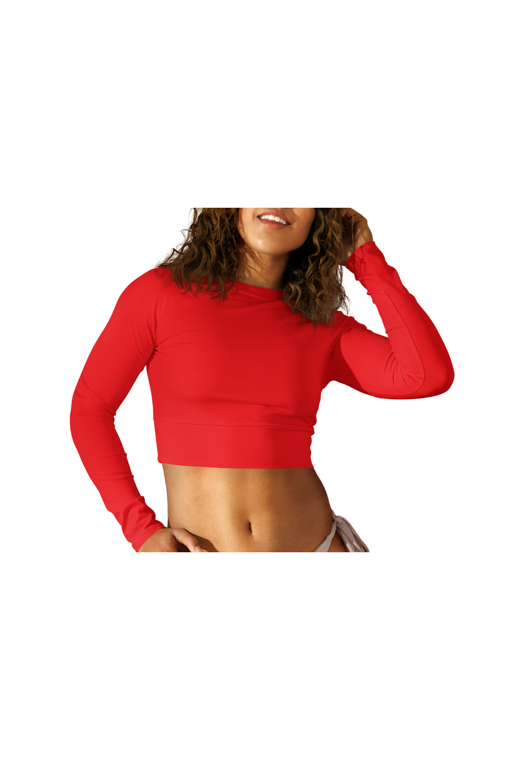 Red Long-Sleeve Crop Top