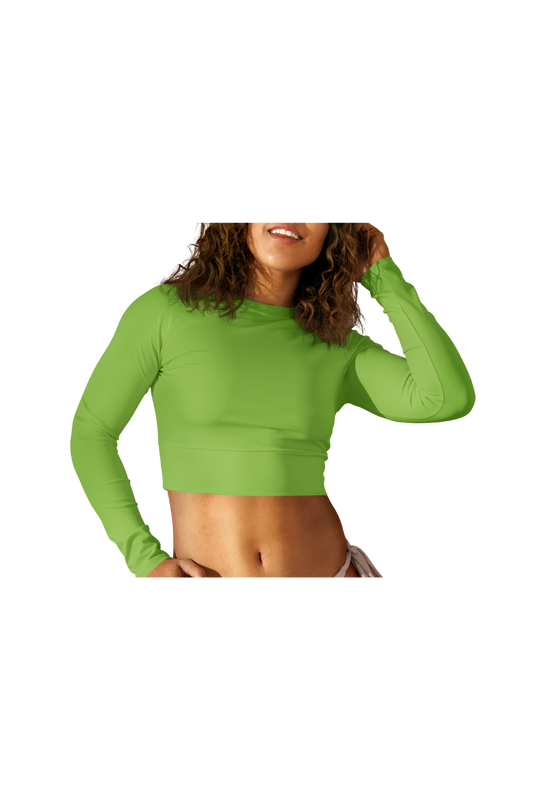 Lime Green Long Sleeve Crop Top