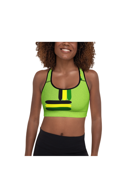 Black Green and Yellow Padded Sports Bra